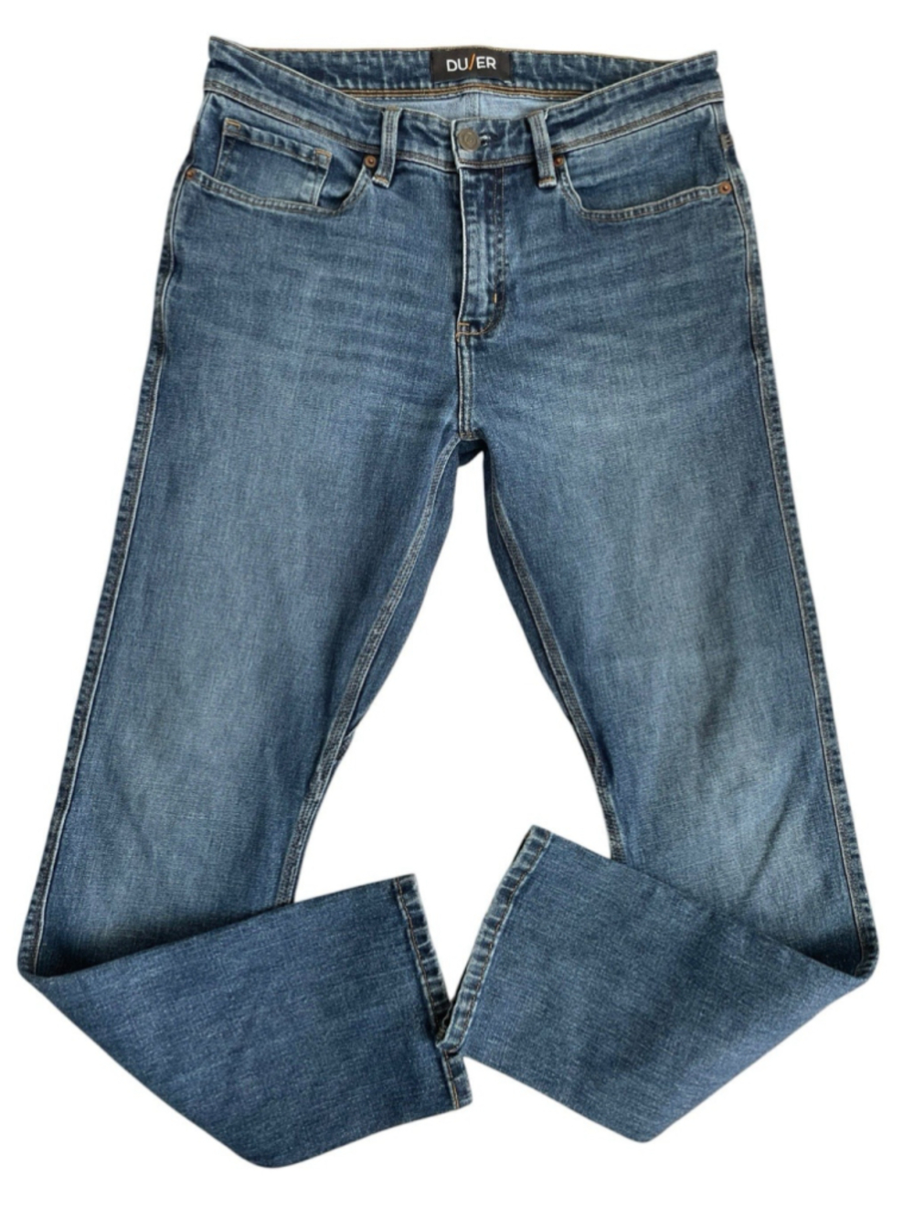 DU/ER L2X Performance Denim Jeans Mens 33x32 Blue Stretch Straight Leg